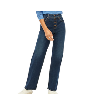 J. Crew full length, wide leg, button fly all day stretch denim blue jeans ❗️NEW